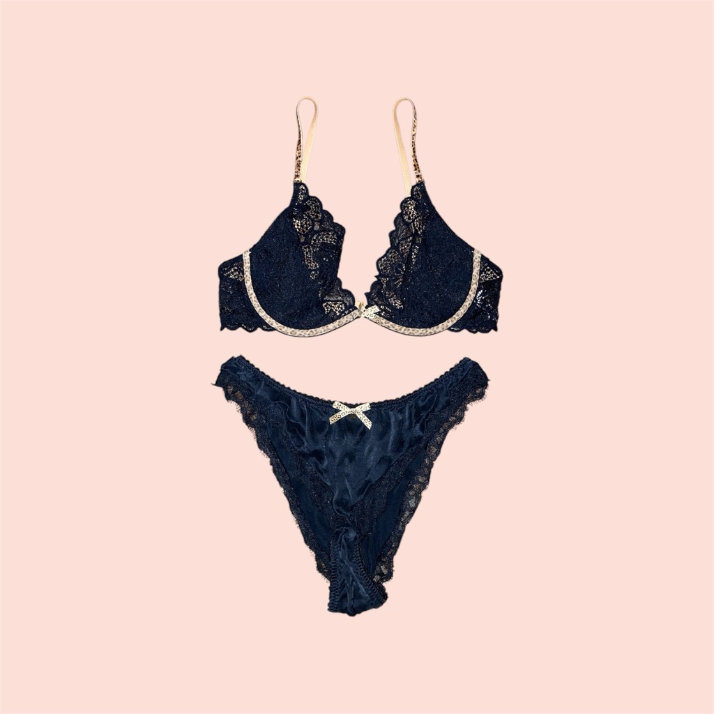 Black Silk Bra & Panty Set